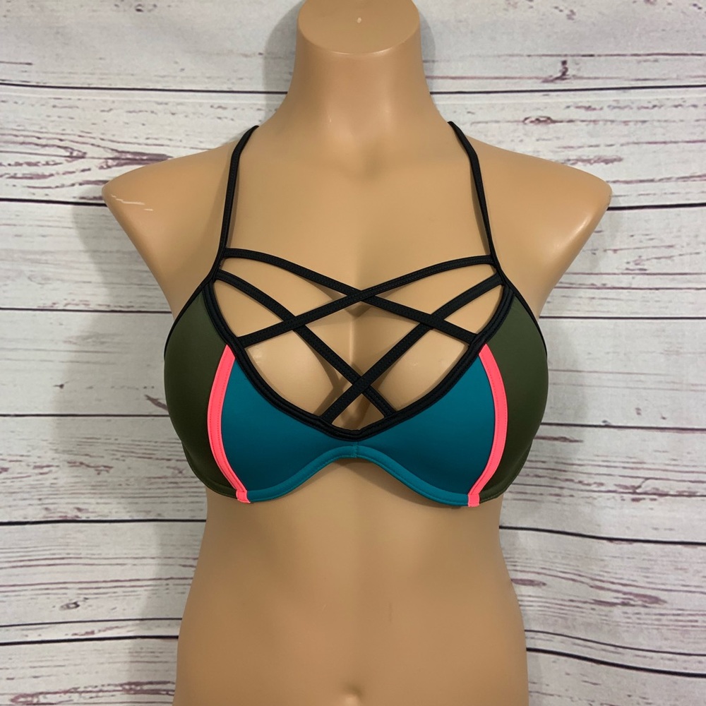 VS PINK Colorblock Strappy Swim Top